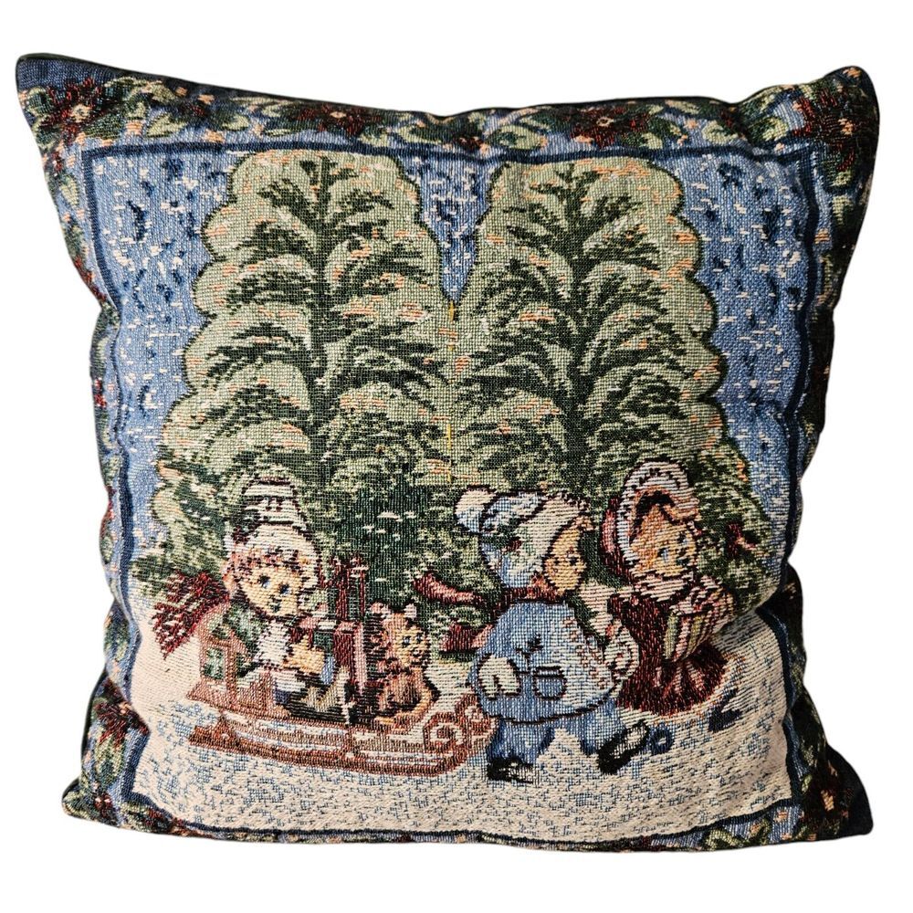 Christmas‎ Pillow Santa Claus Tapestry Needlepoint Pillow Children Sled